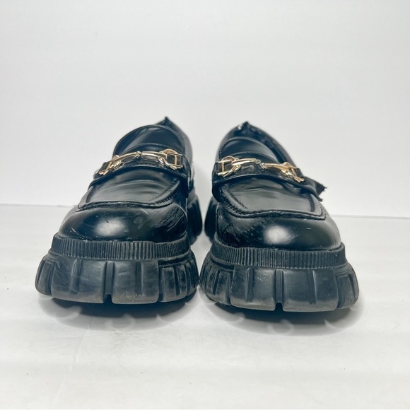 ASOS Design Black Faux Leather Horsebit Chunky Platform Size 9 Women’s - Picture 3 of 4